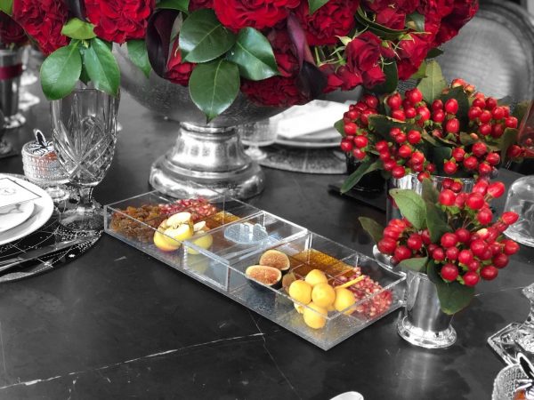 Lucite Sectional (Simanim) Tray Silver Shimmer No