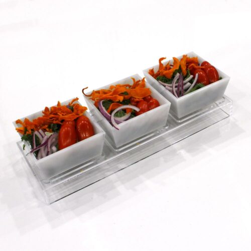 Lucite Trapezoid Rectangle Dip Bowl Set Marble Marble