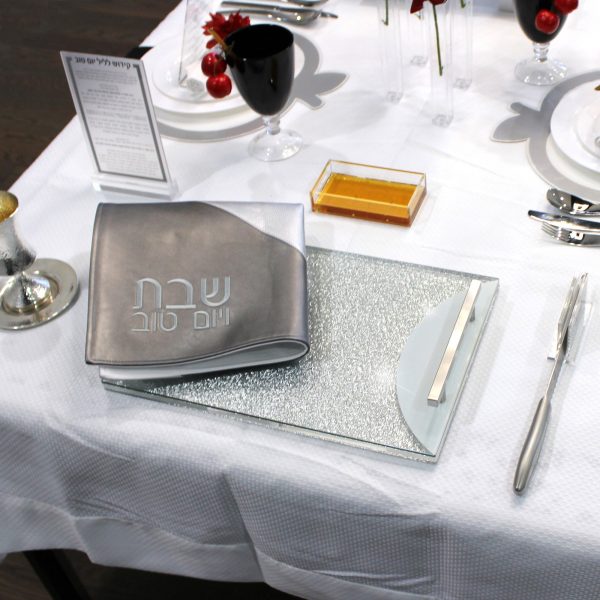 Lucite Challah Board - The Wave Handles Gold Glitter