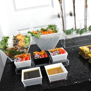 Lucite Trapezoid Square Dip Bowl Set Marble Marble